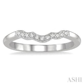 1/10 Ctw Waves Center Round Cut Diamond Wedding Band in 14K White Gold